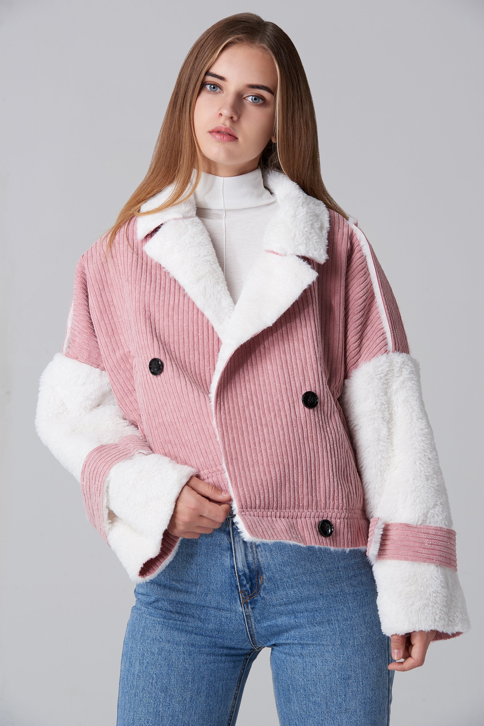 Cord fur lined jacket top